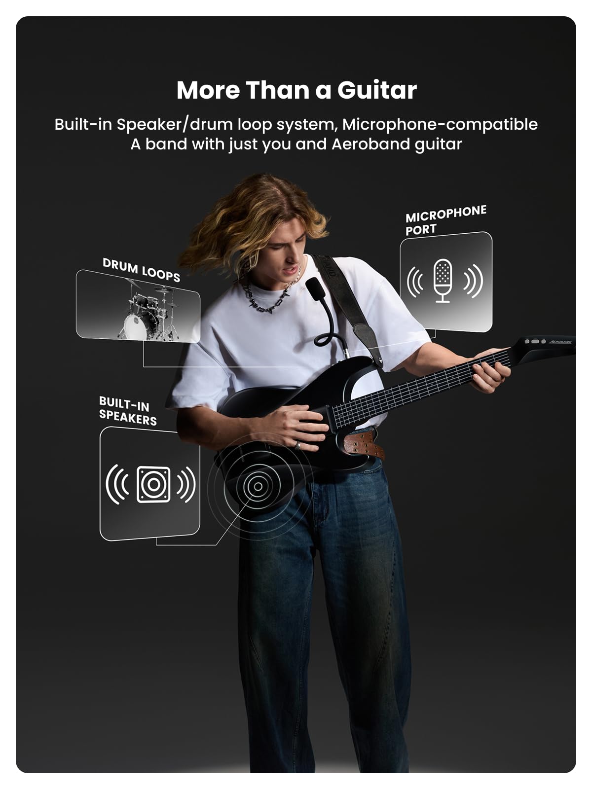 最終値下げaerobandギター このギターならFのコードも楽勝。指痛くないし初心者でも弾きこなせる